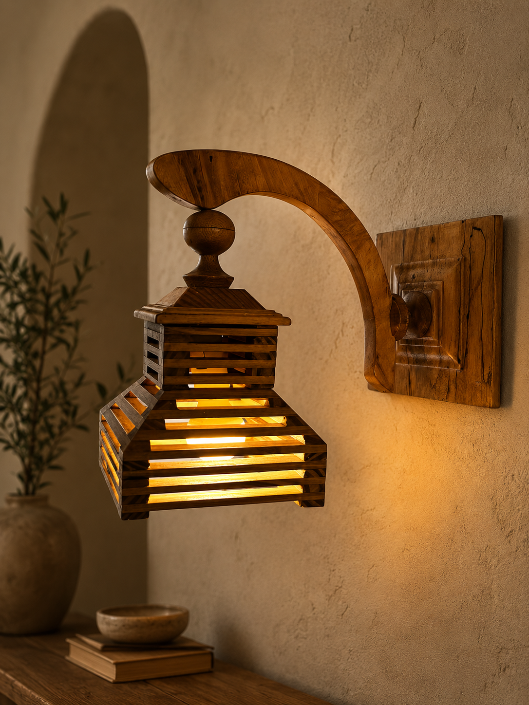 wooden wall lamp